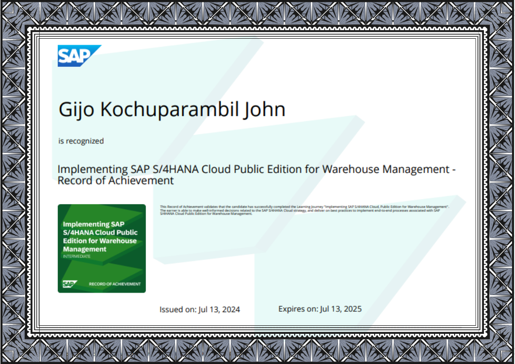 SAP_Implementing SAP_S4HANA Cloud Public Edition for Warehouse Management_GijoKochuparambilJohn-